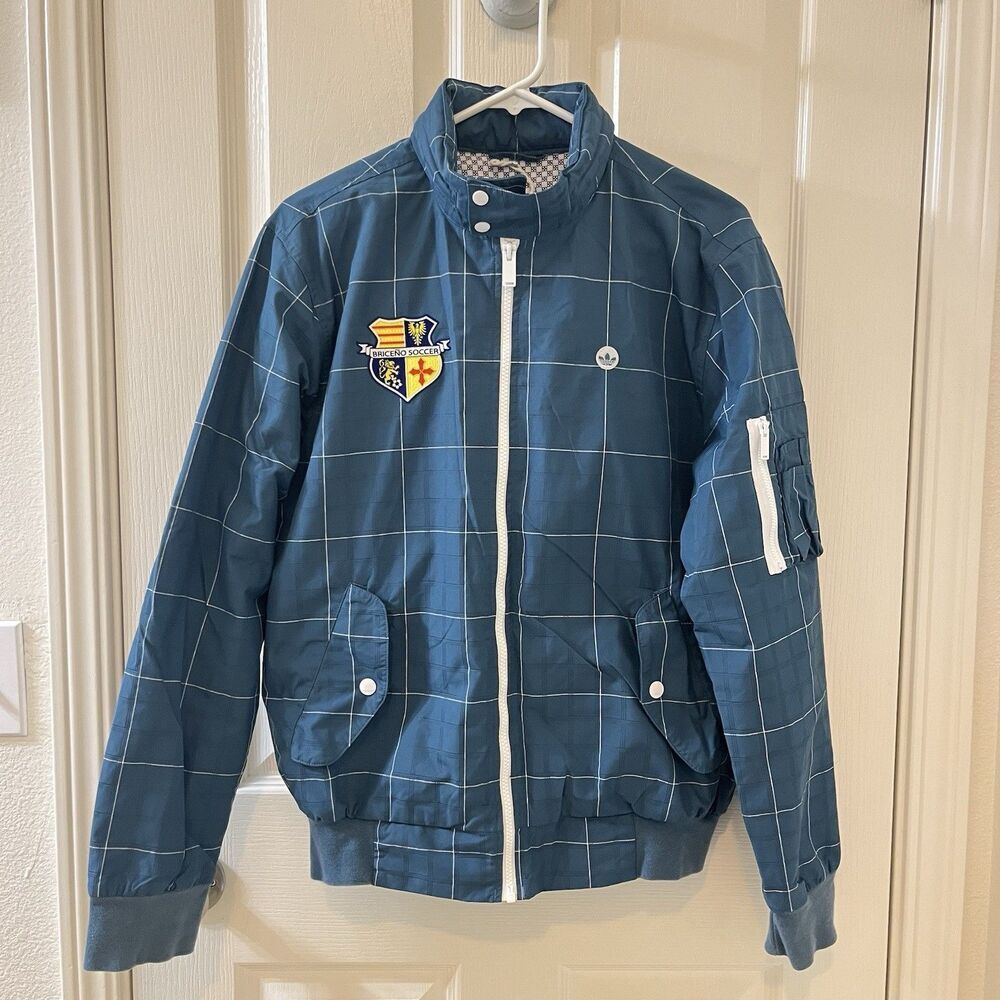 Adidas Originals Blue Collection Harrington Check Jacket Briceno Soccer Men's M